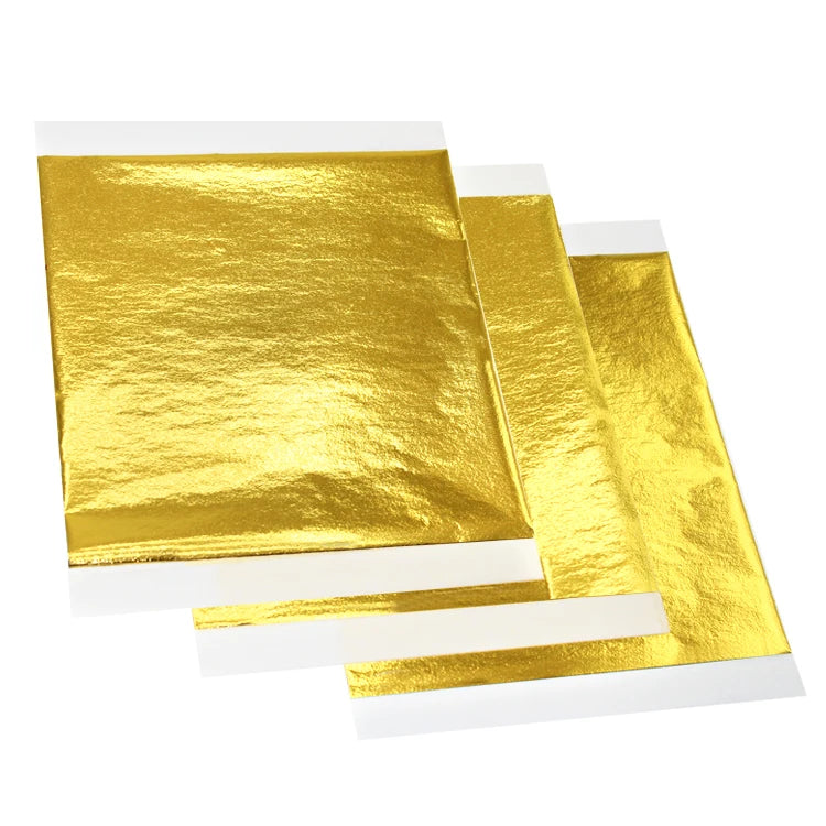 Hot Sale 14*14cm Taiwan Imitation Gold Leaf Metal Foil Sheets Offset Printing Folk Art Painting Interior Furniture Decoration