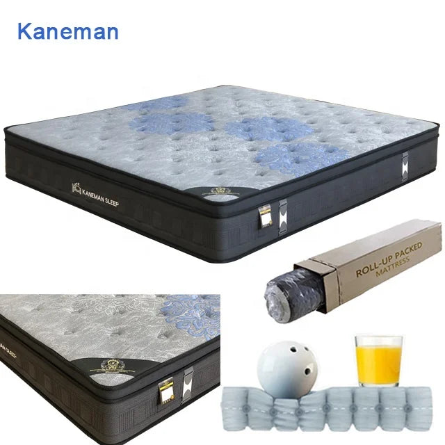 Wholesale OEM ODM Customized Luxury  Roll up Hybrid  Memory Foam Pocket Spring Coil Queen Bed Mattress Wholesale Suppliers