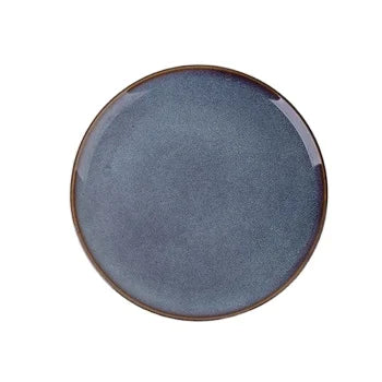 Custom Design 12 Inch Restaurant Dishes Blue Round Porcelain Dinner Plates Set Nordic Ceramic Plate