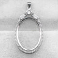 Sterling Silver 21*29mm Semi Mount Pendant Empty Frame Blank Support Setting S925 Base Holder Without Center Stone for DIY Inlay