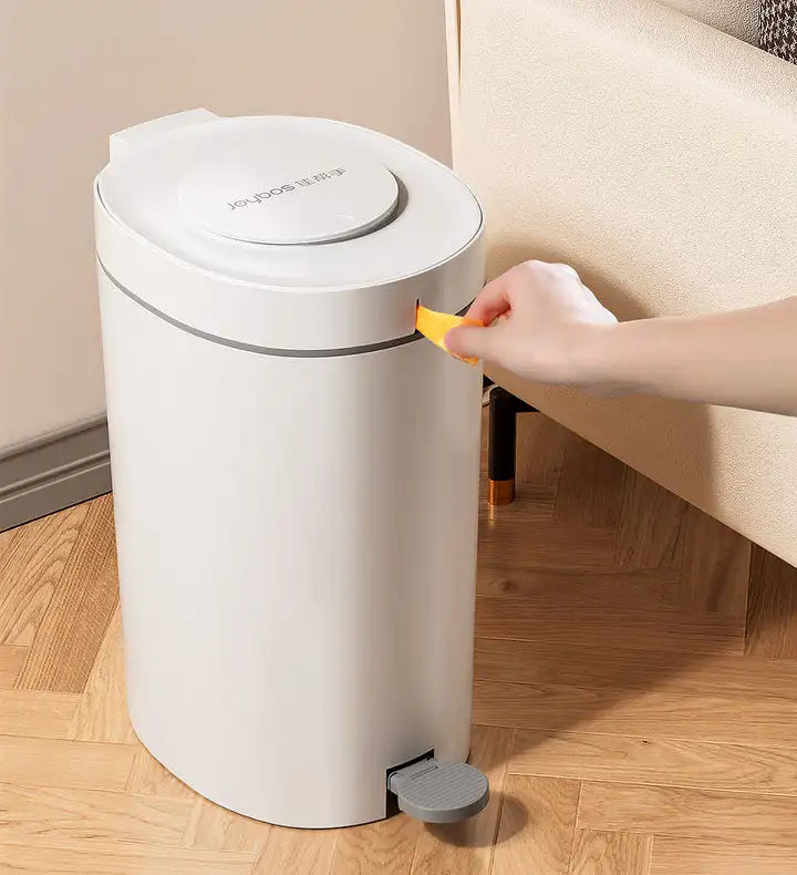 For JOYBOS ABS Bathroom Trash Can with Hand-Pedal Opening Lid Drawstring Packaging and Press Type Wastebasket Foot Pedal