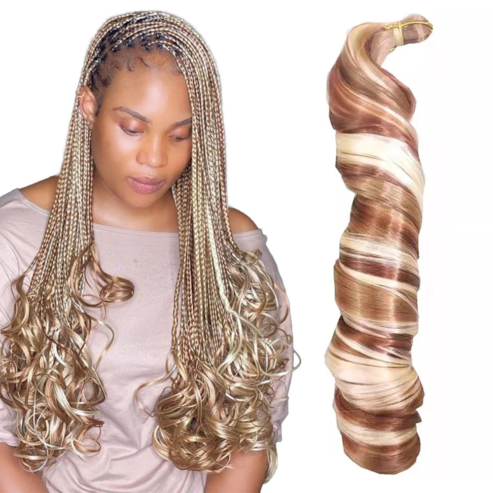Hot Selling 150g 24 Inch Long Wavy Crochet Braid Spiral Loose Shiny Silky Wave Hair French Curls Synthetic Wavy Braiding Hair