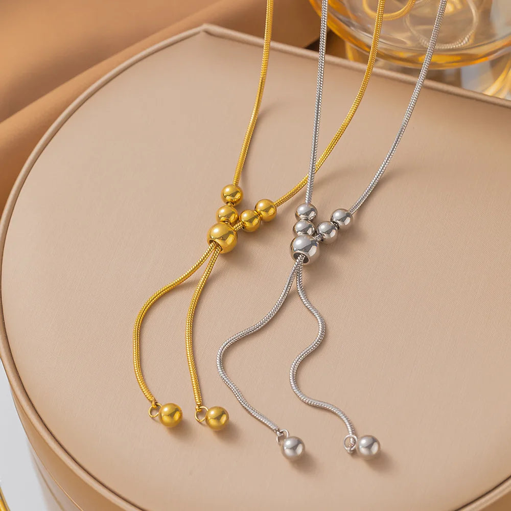 Adjustable Ball Women's Niche Long High-grade Clavicle Tassel Necklace