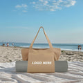 Canvas Tote Bag with Yoga Mat Carrier Pocket Carryall Cotton Shoulder Bag for Office Workout Pilates Travel Beach and Gym