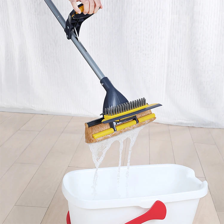 Super Water Absorbing Telescopic Floor Cleaning PVA Sponge Roller Mop with Brush