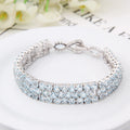 Abiding Luxury Wide Bracelets Sky Blue Topaz 925 Sterling Silver Cuff Bangle for Women Jewelry Gift Party Trendy Stone