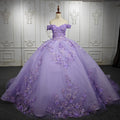 Lilac Sweetheart Quinceanera Dresses 3D Flower Applique Sweet 15 Party Ball Gown 5834