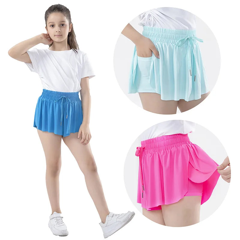 2024 New Girls' Short Skirt Running Sports Tennis Skirt Dance Group Sports Shorts