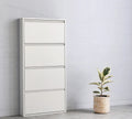 Metal 4-Flap Door Shoe Cabinet Home Furniture for 15 Pairs Shoes for Living Room Dining Laundry Hotel Use