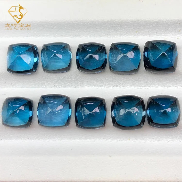 Blue Topaz / Sapphire Blue Lab Grown Gemstone Square Cabochon Lab Corundum 7.00 mm Square Cabochon Lab Gemstone
