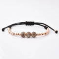 Factory Prices Luxury Men's Hand Jewelry Diamond Ball 4mm Rose Gold Plated Steel Bead Micro Pave CZ Charm Bracelet