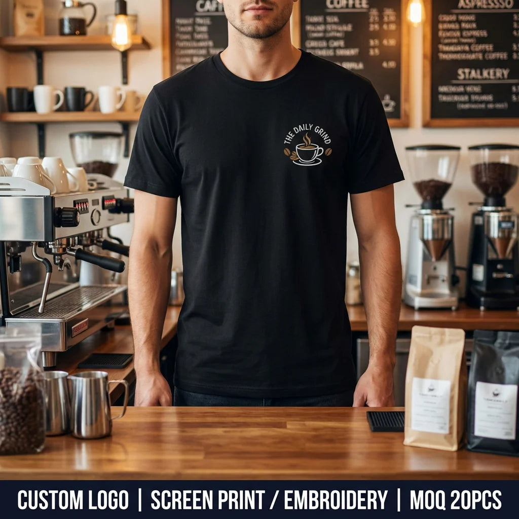 Factory Custom Logo Embroidery Printed Simple Casual Solid Color Crew Neck Basic Black White Short Sleeve 100% Cotton T Shirt