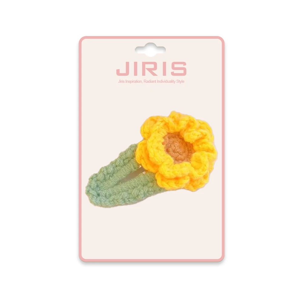 JIRIS Popular Fashion Hair Accessory Clip Cute Flowers Pearl Colorful Weave Cotton Soft Alloy 6*3.5cm for Girls Women Ladies