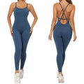 Women's Hip-Lifting V-Neck Sports Jumpsuit Backless Fitness Dance Pants with No Embarrassing Lines Yoga Bodysuit MegaBDM