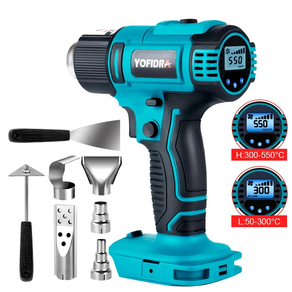 50-550c 1000w Heat Gun.high_low 2 Gears.wind Speed 6 Gear.led Temperature Display.cordless Hot Air Gun for  Battery