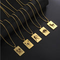 Simple Jewelry Hot Classic Twelve Constellations Necklace square Birthstone Stainless Steel Pendant Necklace Trendy Jewelry