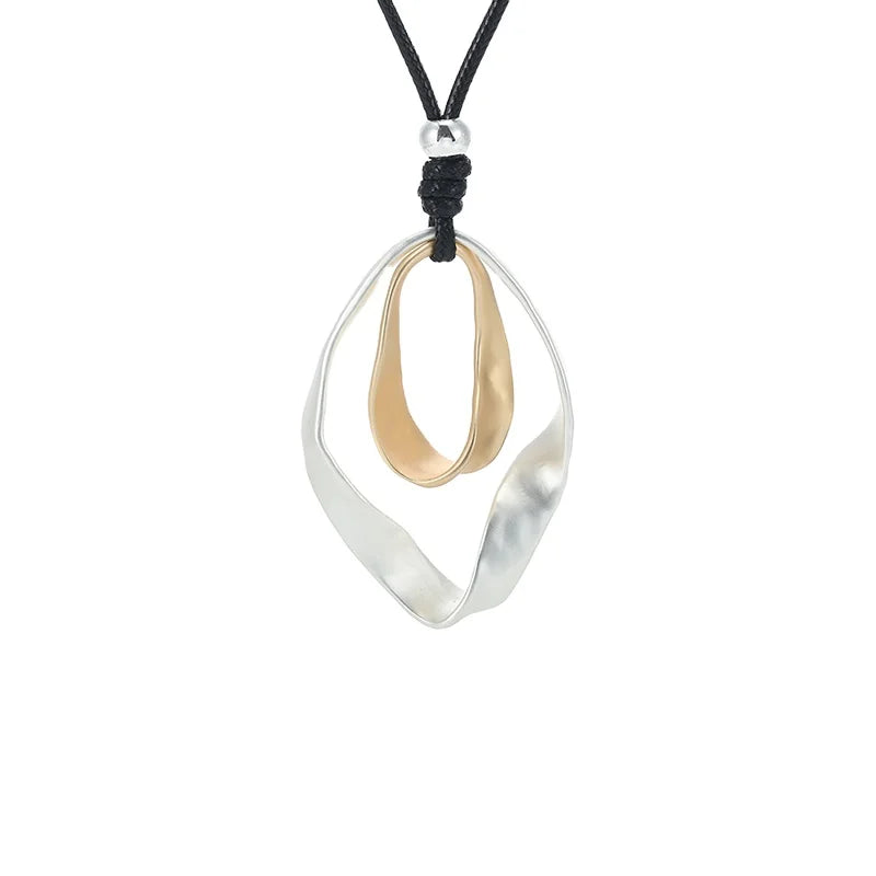 Long Sweater Chain Tiered Hammered Curved Rings  Women Statement Necklace