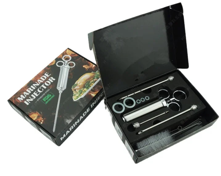 Factory Price Meat Injector Food Syringe Kit 304 Stainless Steel BBQ Frying Syringe Professional Marinade Flavour Food Syringe