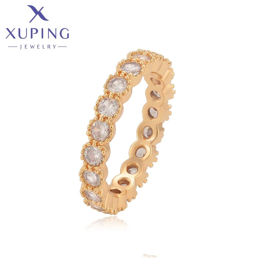 R-011 Xuping Jewelry Fashion Ring 18K Gold Color Iced Out Luxury Fancy Copper Romantic Anniversary Trendy Engagement Ring