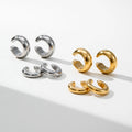 YF3349 Waterproof Stainless Steel 18K Gold Plated Chunky Ear Cuff Hypoallergenic 3MM 6MM Thick Cc Ear Buckle Clip on Earrings MegaBDM