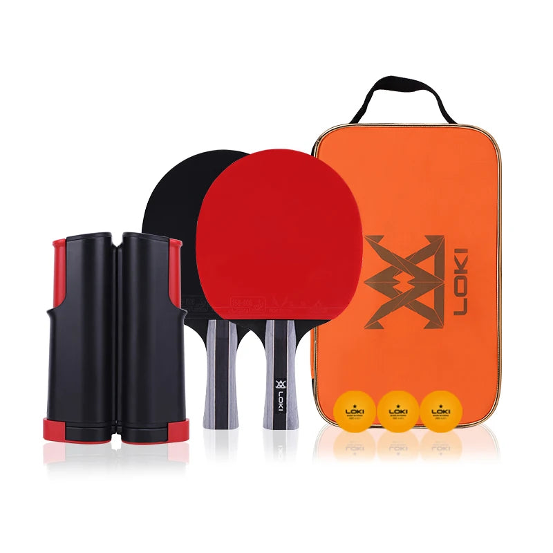 LOKI SW-021 Hot Sales Custom logo Factory Price Professional 2 Player Table Tennis Racket Set Ping Pong Set