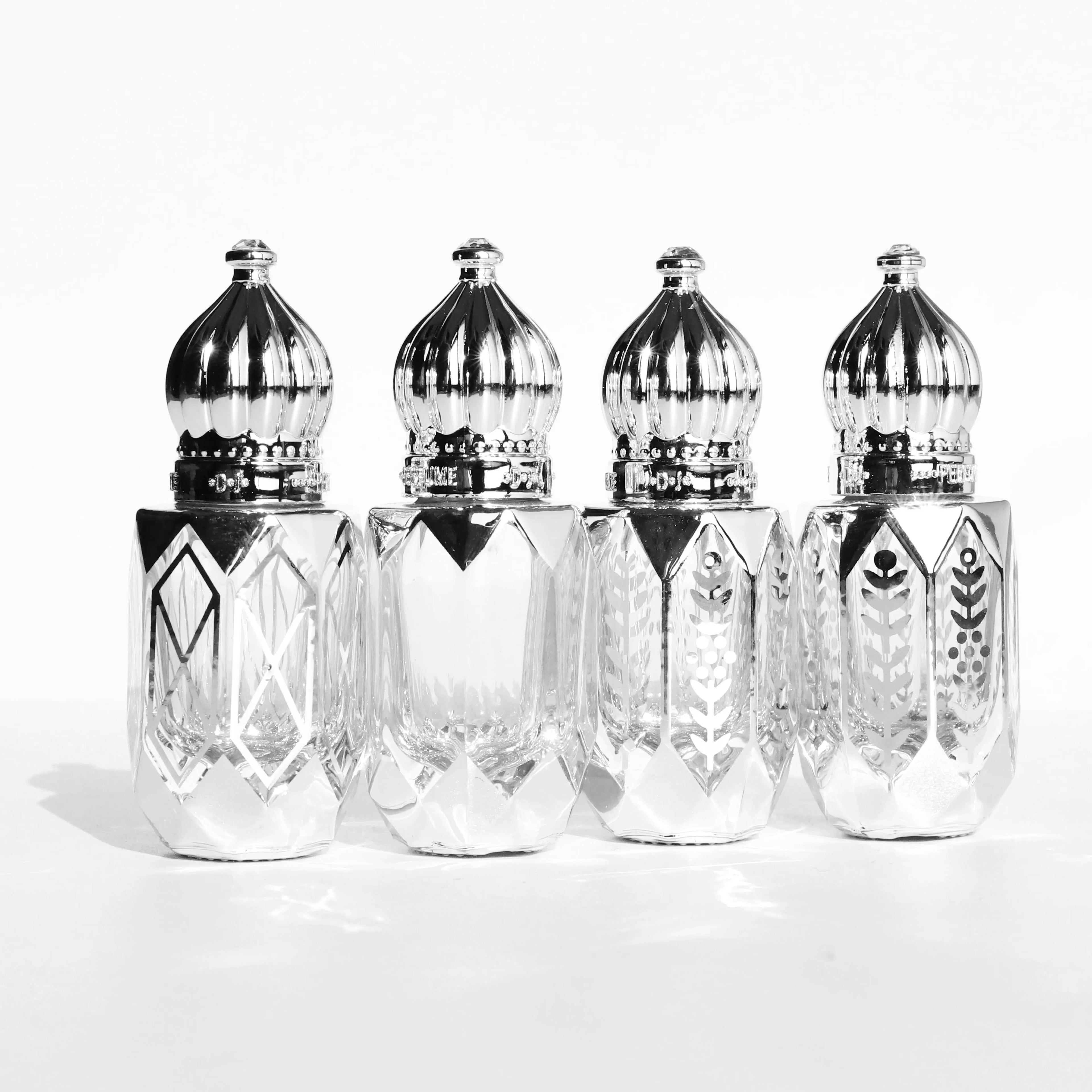 Cute S Moon 6ML Travel Size Arabic Style Attar Silver Bottles with Glass Rod
