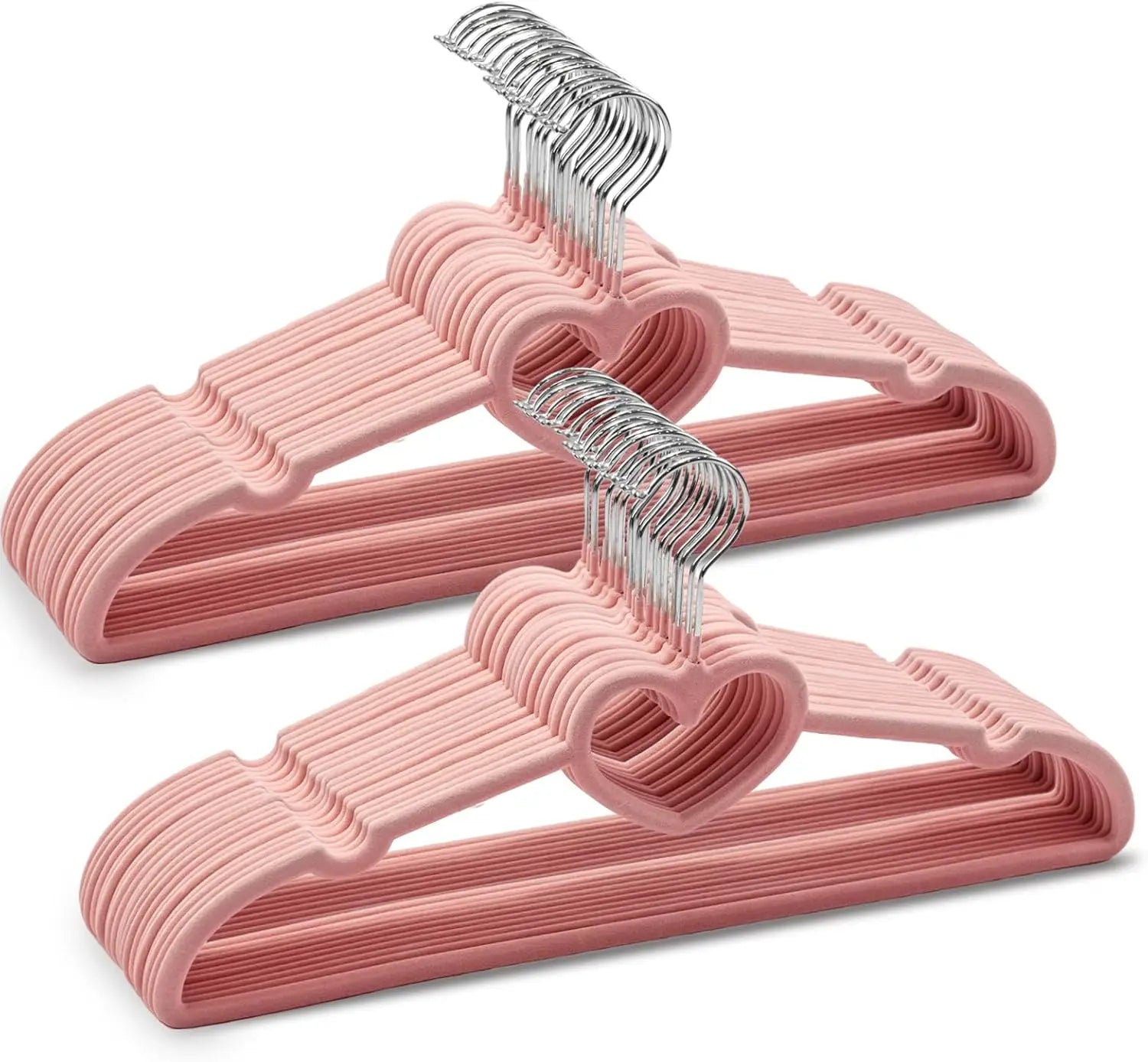 Velvet Pink Hangers Heart Clothes Hangers with 360 Degree Swivel Hook Non-Slip Felt Hanger for Coat Dress Shirt Jacket Pants