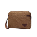 Black Plain Canvas Wristlet Handbag Cosmetic Bag Vintage Men's Travel Toiletry Wash Makeup Male Hand Clutch Bag With Handle