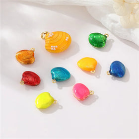 Wholesale Sea Life Pendant Enamel Necklace Earrings Accessories Photo Box Beach Shell Charm DIY Jewelry Making Charm