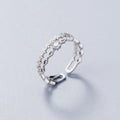 Unique Design 925 Sterling Silver Double Row CZ Pave Finger Ring S925 Women J4728