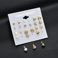 Factory New Style Cheap Wholesale Women Square Crystal Heart Stud Earrings for Women Pearl Flower Earring Set