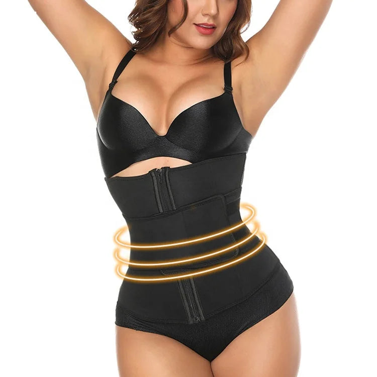 Customized Logo High Elastic Waist Trainer Belt Zipper Tummy Control Corset Band for Fat Burning Slimming Training Made Spandex