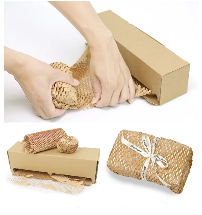 Environmentally Friendly 100% Compostable Recyclable Kraft Honeycomb Paper Uncoated Gift Packaging Customized Color Materials