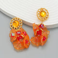 Bohemian Jewelry Orange Acrylic Floral Stud Earrings Resin Flower Drop Earrings for Women Gift