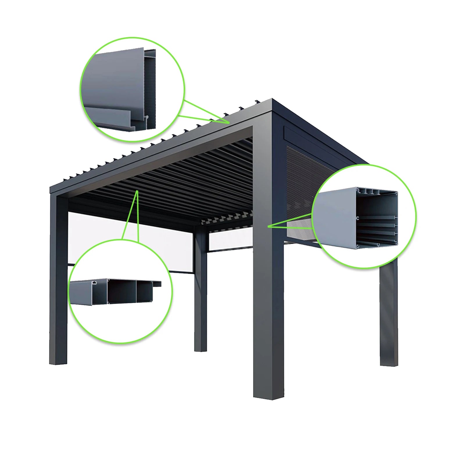 Customized Powder Coating Aluminum Profile Metal  Stand Column Louvered Transom Raw Materials for Aluminum Pergola