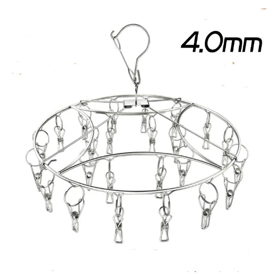 Single Strong Stainless Steel Folding Clothing Hanger and Socks Hanger of Socks Rack and Cleaning Clothes Hanger with 24 Pegs