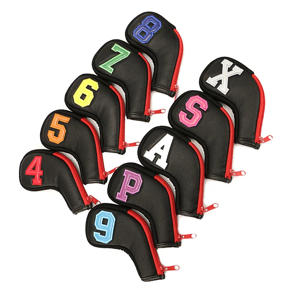 Wholesale PU Leather Covers 4-9 ASPX  Waterproof  Zip Irons Protector Club Set Golf Iron Headcvoer