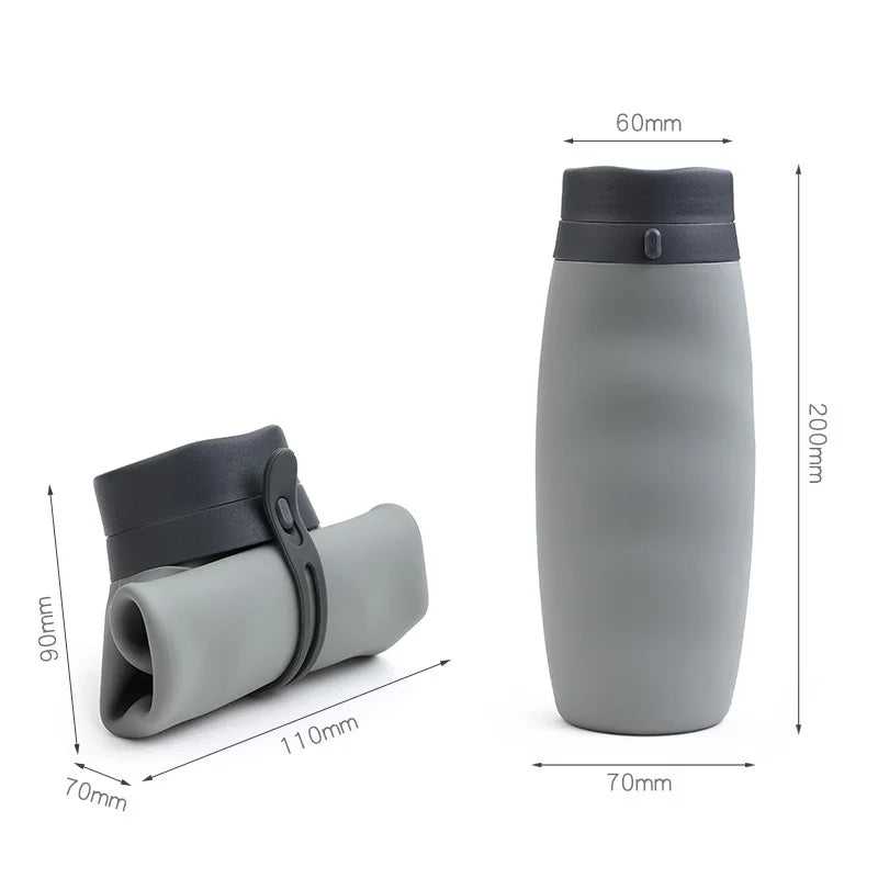 Eco-friendly BPA Free 600ML Portable Collapsible Foldable Outdoor Sports Gym Travel Drinking Silicone Water Bottles