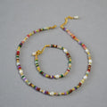 Wholesale Simple Brass Natural Stone Pearl Beaded Bracelet Necklace Set Bohemia Style Beaded Jewelry Set for Lady Gift