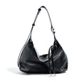 Luxury Dumpling Hobo Bag Premium Glossy Top Grain Cowhide Leather Women Shoulder Bag Minimalist Tote Fashion Female Handbag