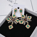 Exaggerated Style Lavish Gemstone Diamond-Inlaid Fashionable Cross Earrings Royal Vintage Earrings for Women