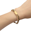 BJG010 18K Gold Chain Bracelet Hypoallergenic Chunky Stainless Steel Layered Hiphop Bracelet for Friends Birthday