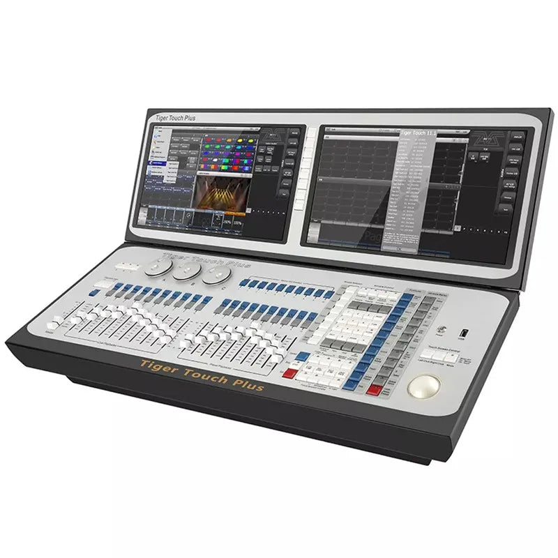 Flight case Packed I7 V18 Stage Light Dmx Console with 2 Screens DMX Tiger Touch Plus Controller