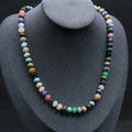 Wholesale Rondelle Stone Knot Beaded Necklaces Jewelry Gemstone With Alloy Findings 8mm Bead Length 48CM 18.5Inch
