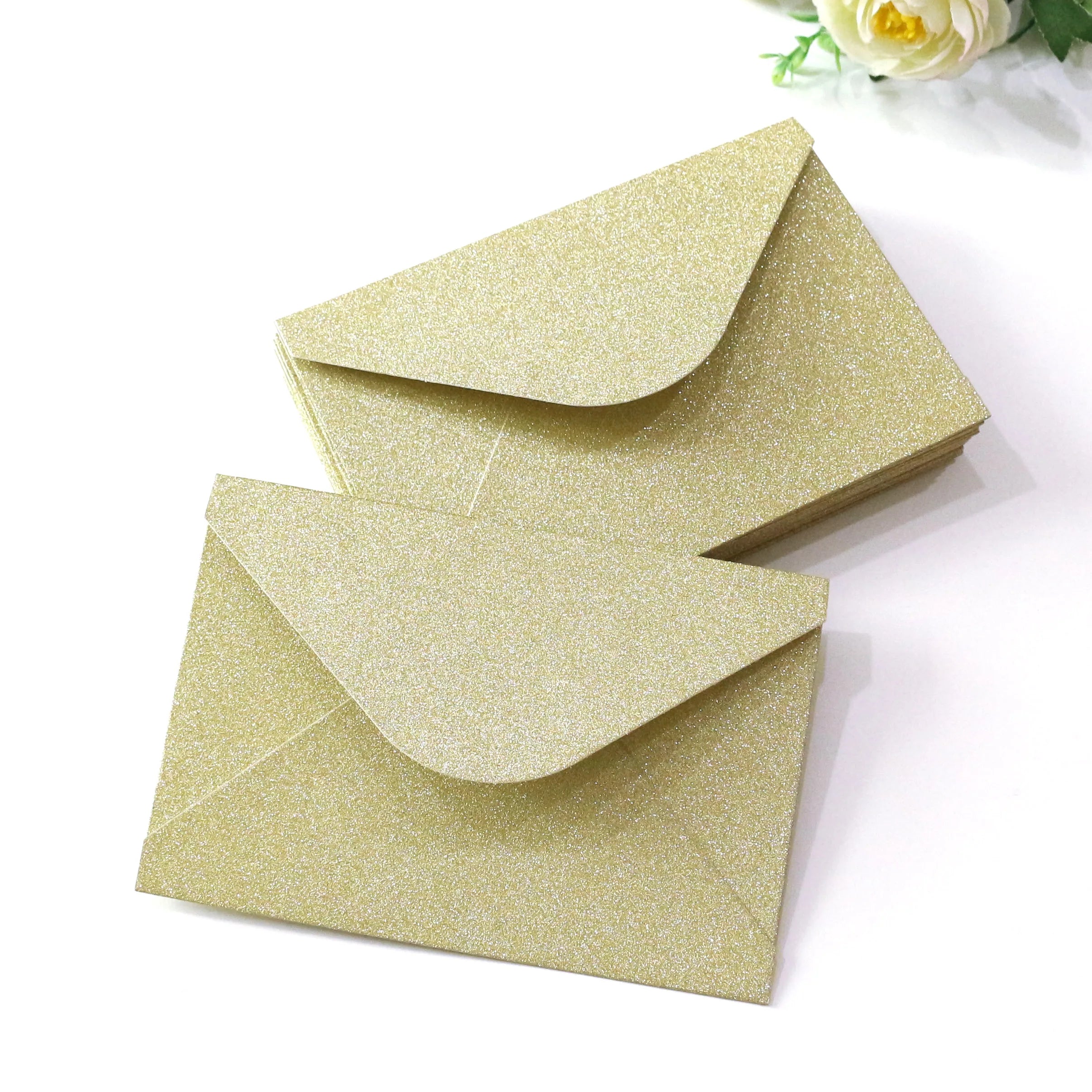 Gold Glitter Paper Invitation Envelopes Rectangle Envelope for Wedding Birthday Party