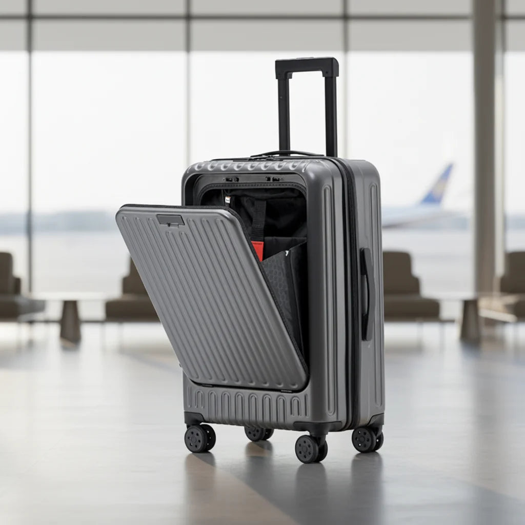 20-Inch Front Opening Trolley Suitcase Lightweight Matte ABS+PC Spinner Caster Board Carrying 24-Inch Board Carrying Suitcase