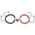 2022 Fashion 2pcs/set Natural Stone Beads Yoga Bracelet for Lovers Distance Heart Magnet Couple Bracelets Friendship Jewelry