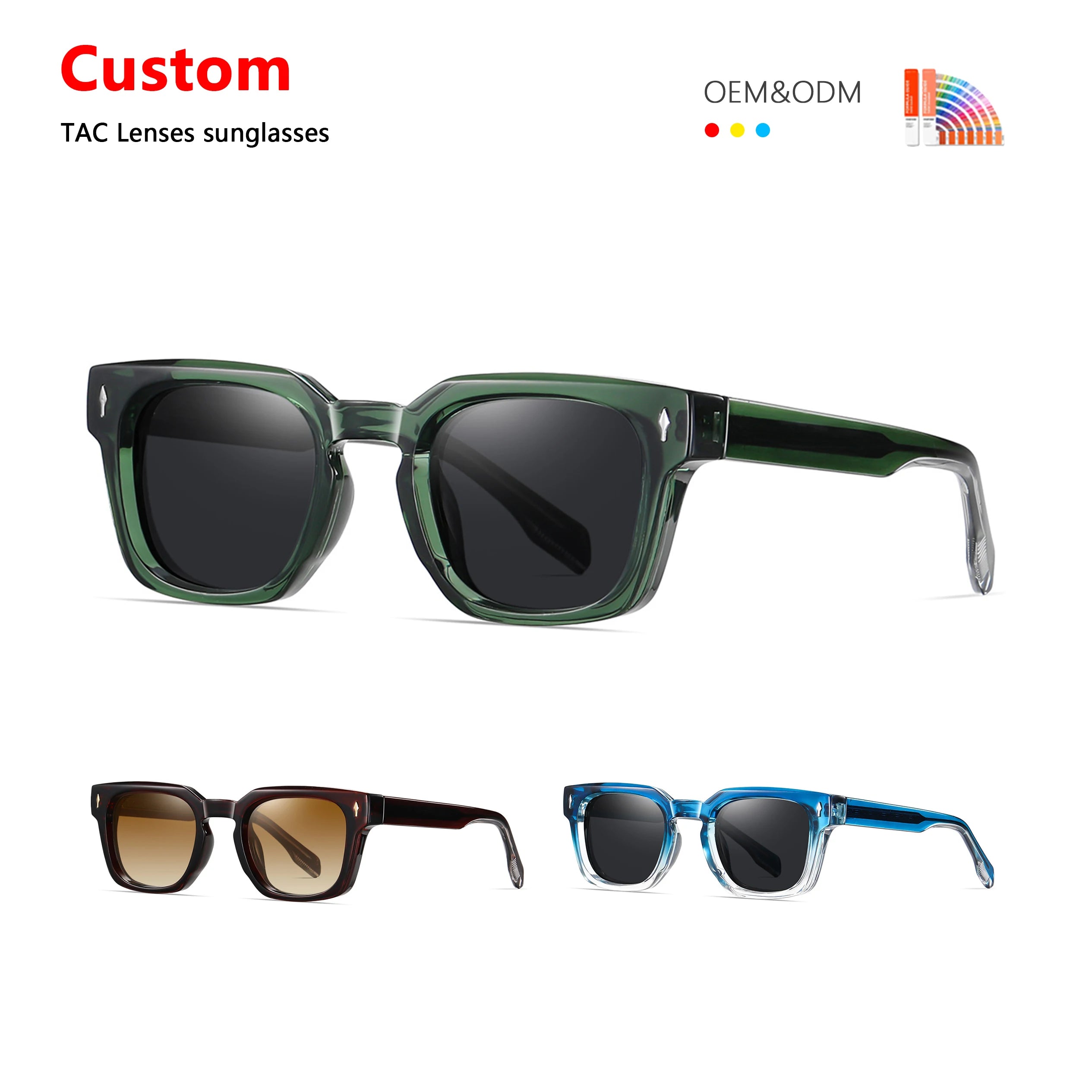 Newest Fashion Retro Custom Transparent Square Frame Sun Glasses Men Women High Quality CP Temple UV400 2025 Sunglasses