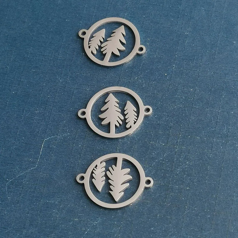 19x15mm Mirror Stainless Steel Hollow Bracelet Jewelry Accessories DIY Connector Pendant Family Christmas Pendants