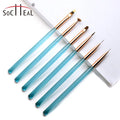 Yalixin OEM Professional Manicure Tools Custom Logo Blue Handle Acrylic Nail UV Gel Brush Liner Brush for Nail Brush Set